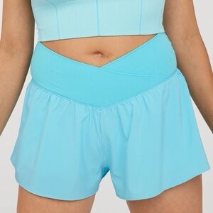 Aerie Teal Flare Crossover Shorts